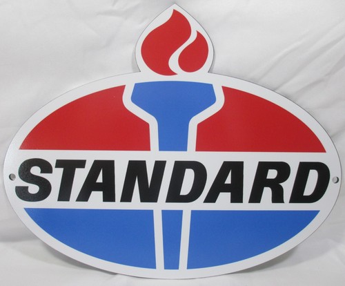 Standard Gasoline 12"x9 3/4" Die cut Metal Sign