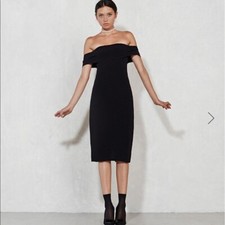 Reformation Carrera Black Off The Shoulder Dress Bodycon XS