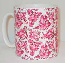 Pink Floral Penis Pattern Mug Funny Willy Cock Girlfriend Boyfriend Lover Gift