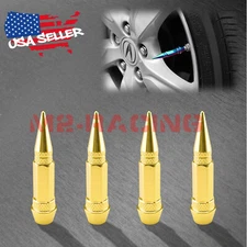 4pcs Gold Long Spike Valve Stem Caps Metal Thread Set For Wheel Tires TVC28