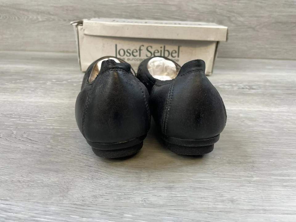 Zapatos sin cordones Josef Seibel Pippa para mujer de ballet planos 7 negros de cuero perforado Foto 4 de 4