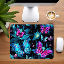 Glowing Butterflies Custom Non-Slip Neoprene Mouse Pad Home Office