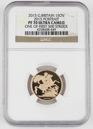 Great Britain UK 2015 Pound/Sovereign 0.2354 Oz AGW Gold Proof Coin NGC PF70 UC