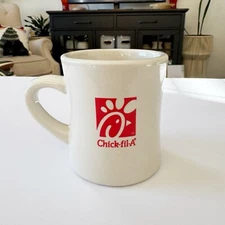 Chick-fil-A Heavy White Coffee Mug Diner Cup Restaurant Advertising Farmers