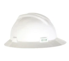 MSA 495736 V-Gard White Full Brim Hard & Suspension W/ One Touch & Fas-track