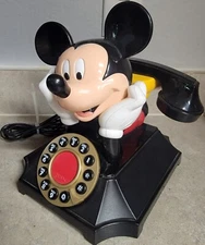 Telemania Disney Mickey Mouse Telephone Push Button Rotary Style -  UNTESTED