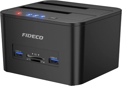 Festplattenlaufwerk 3,5'' und 2,5'' HDD SSD SATA 2 Steckplätze + USB und SD Klonen Offline