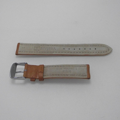 Lederband Invicta Druck Kalbsleder Farbe Cognac Armband 19 Schnalle Chrom b23