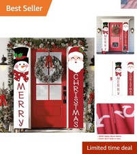 Extra Large 2pc Christmas Yard Banner Set with Santa  Snowman - 71x13 in