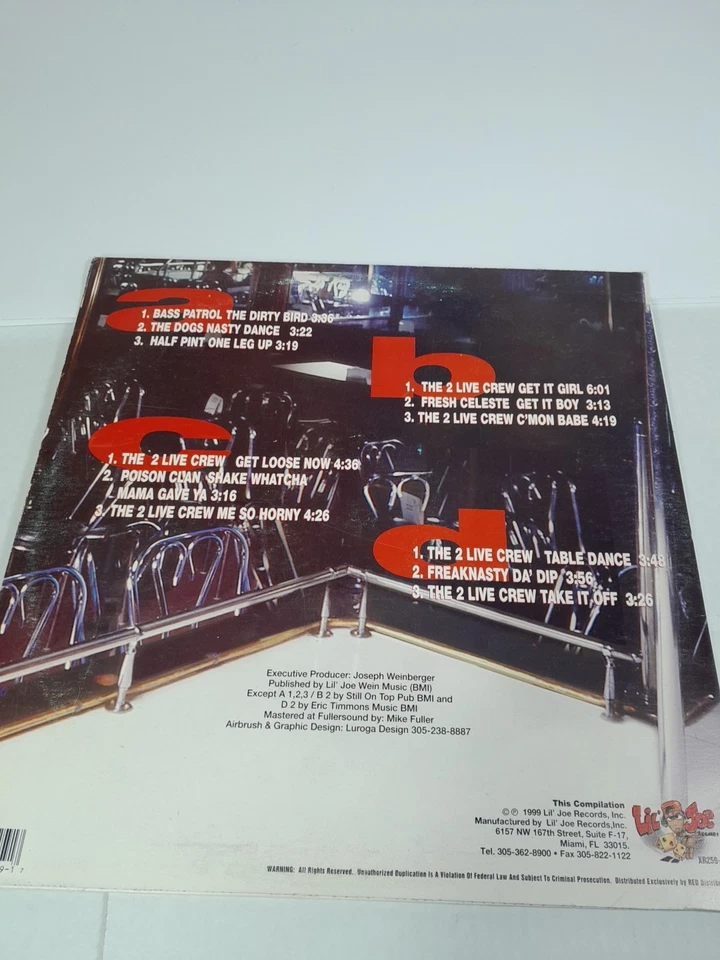 Booty Club Classics" Vinyl Lp Missing Lil Joe Records side A B Only 2 Live Crew - Image 2 of 4