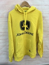 John Deere Hoodie Mens M Yellow Pullover Hooded Sweatshirt Tractor Logo Farmcore