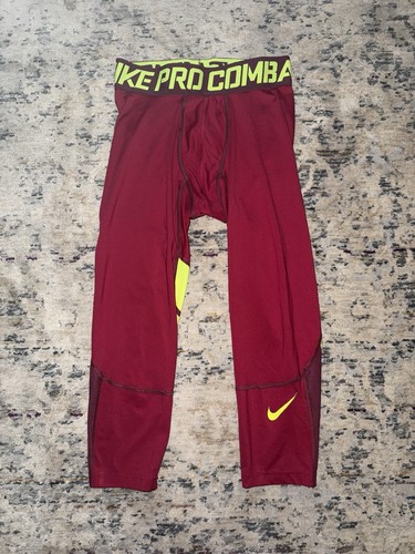 Nike Pro Combat Maroon Compression 3/4 Leg Tights Size M