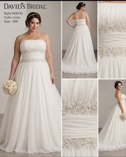 davids bridal wedding dress 18 W S Ivory Style 9V9743 Professional Cleaning & Pr