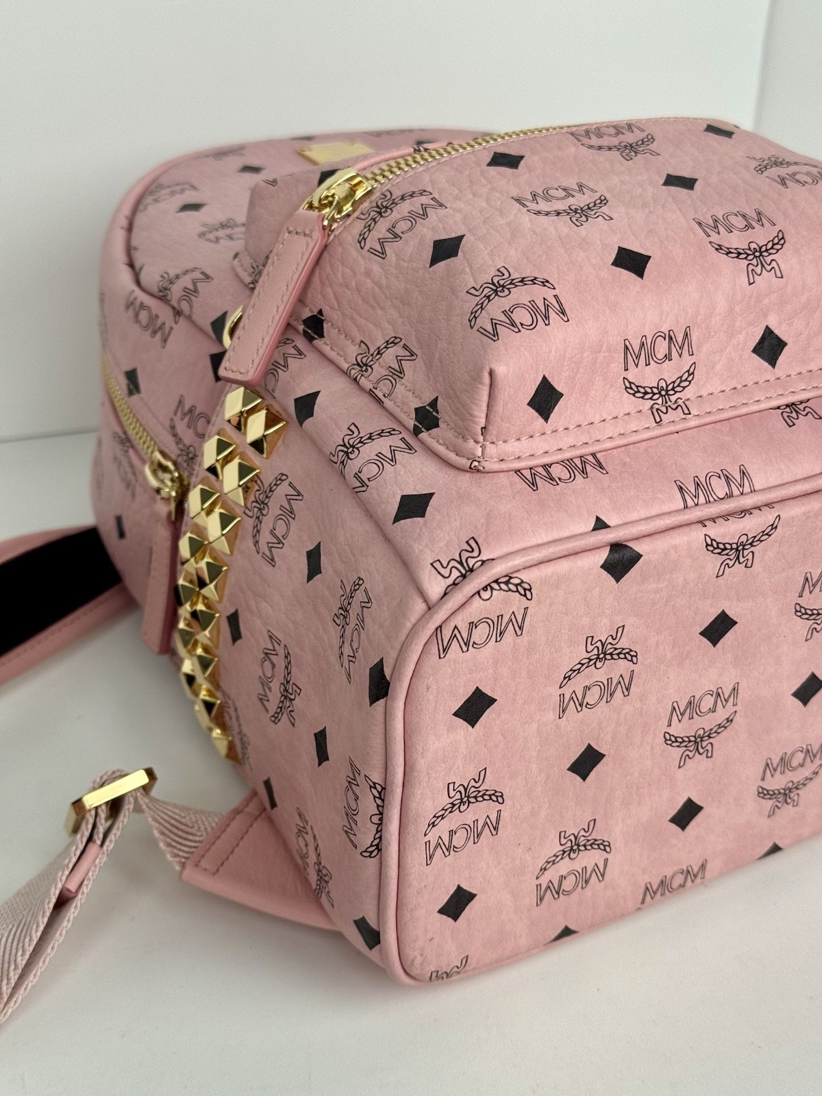 MCM Stark Side Stud Small Backpack Pink Visetos M… - image 8