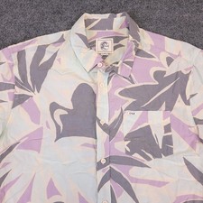 Oneill Hawaiian Shirt Mens Medium Button Up Muted Abstract Floral Viscose Cotton