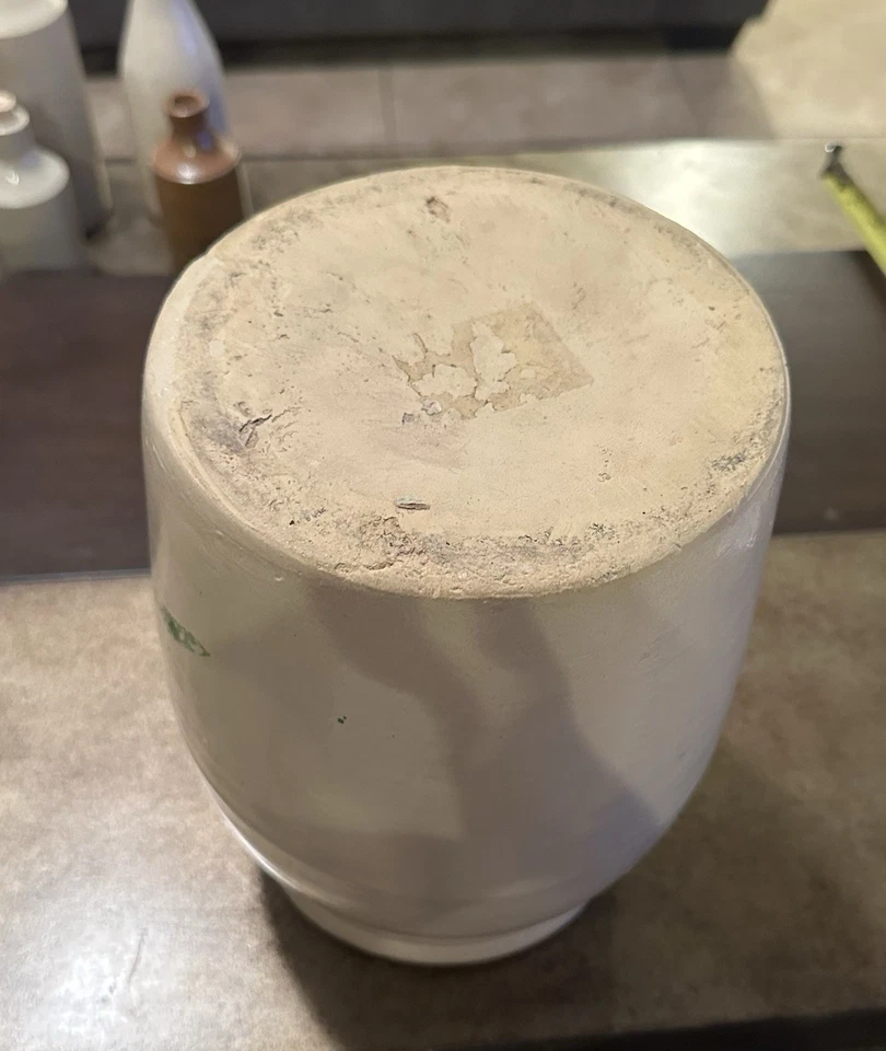 Vasija de galletas vintage de gres pintada a mano, con borde rojo antigua Foto 4 de 4