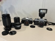 Vintage Film Camera and Lens Lot Pentax K1000 minolta XG7 Untested
