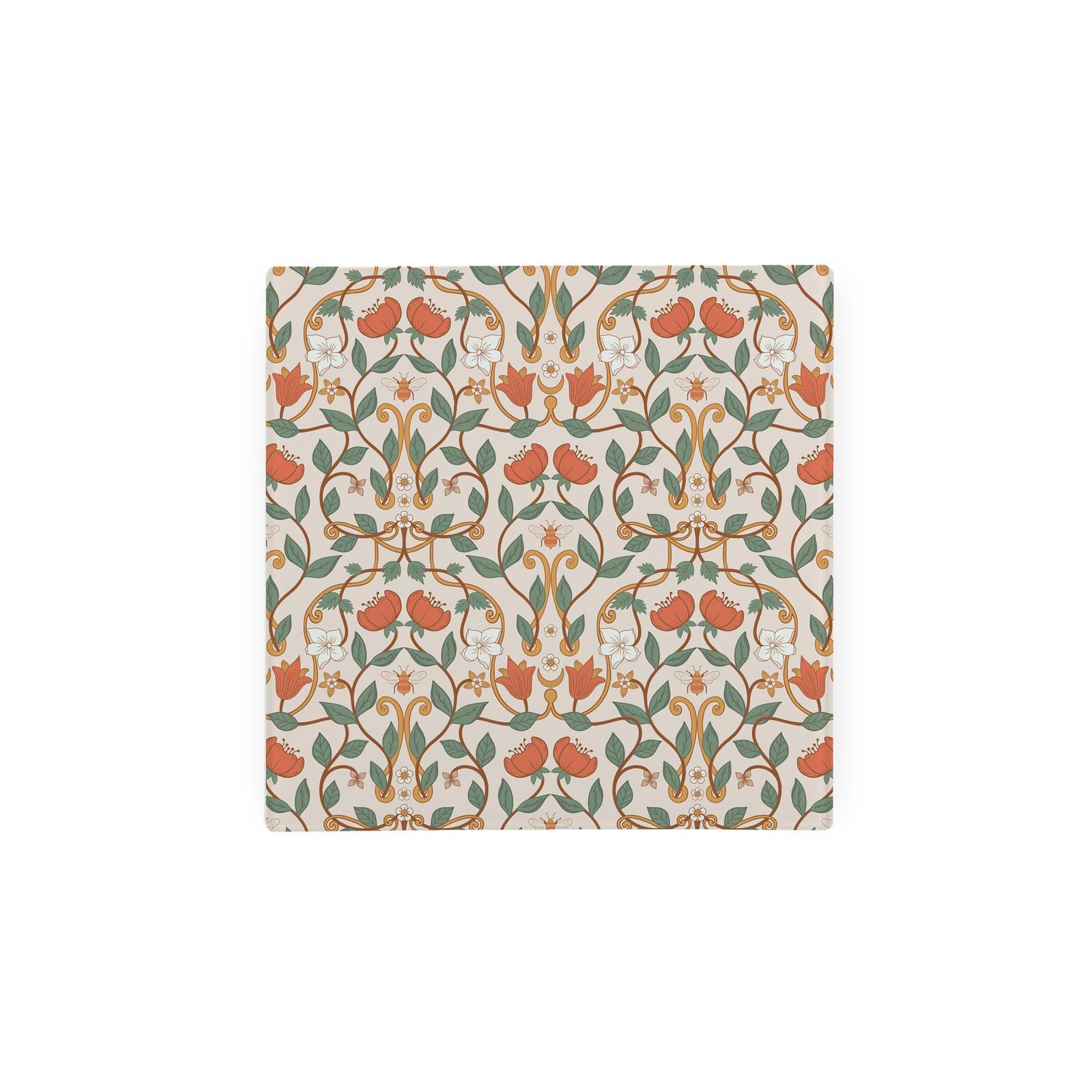 Morris Glass Square Hot Pot Stand/Trivet - Floral Art Kitchen Gifts