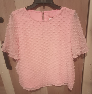 Cupio Swiss Dot Coral Sheer Lined Blouse Size M