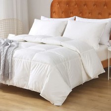 Feathers Down Comforter Twin - 100 Organic Cotton Quilted Medium Warm All Se...