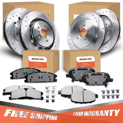Front Rear Brake Rotor & Brake Pad for 2013-2019 Lincoln MKS MKT Ford Explorer