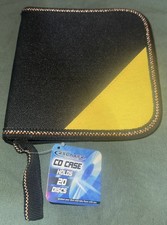 Vintage Black Yellow Canvas Zippered CD Case - Holds 20 CDs New With Tags HTF