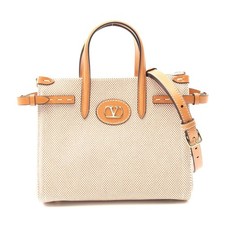Valentino ANTIBES Canvas Leather Handbag