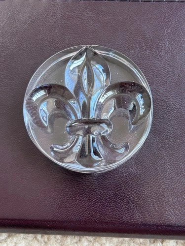 Vintage Steuben Glass Fleur de Lis Paperweight or Disc Figure