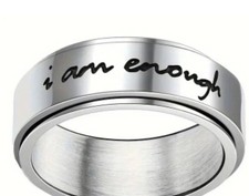 Inspirational i am enough Stainless Steel Anxiety Wide Band Spinning Ring