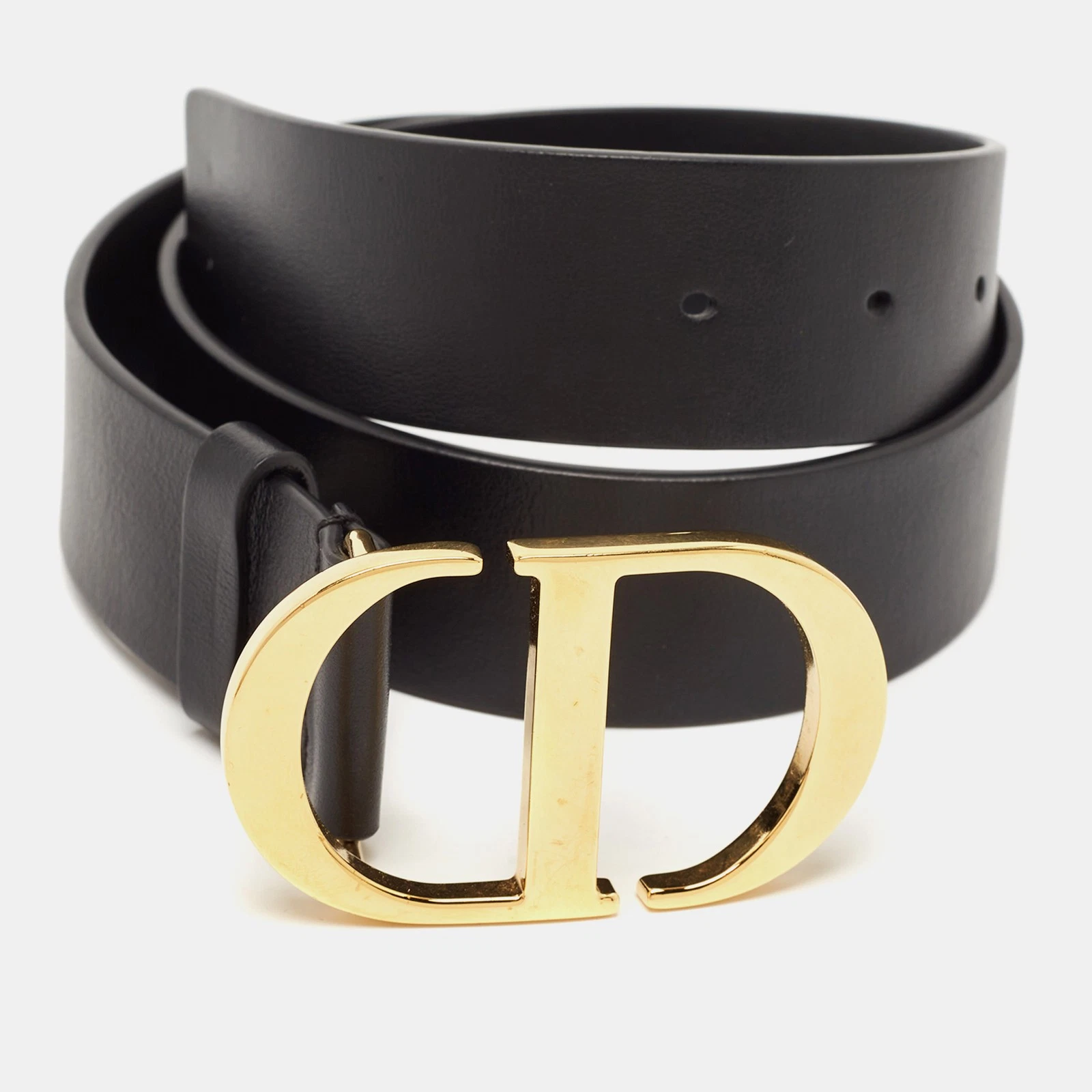 Ceinture Dior cuir noir 30 boucles Montaigne 70 cm