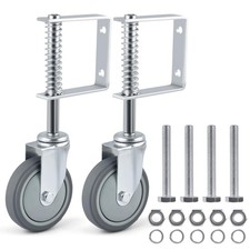 2 Pack Heavy Duty Spring-Loaded Gate Casters, 4 inch Sliding Wheels for Wooden