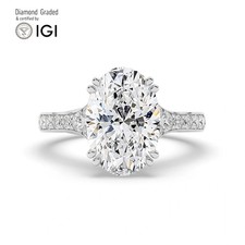 Oval Solitaire Labgrown Diamond Engagement Ring Platinum 5.40 Ct