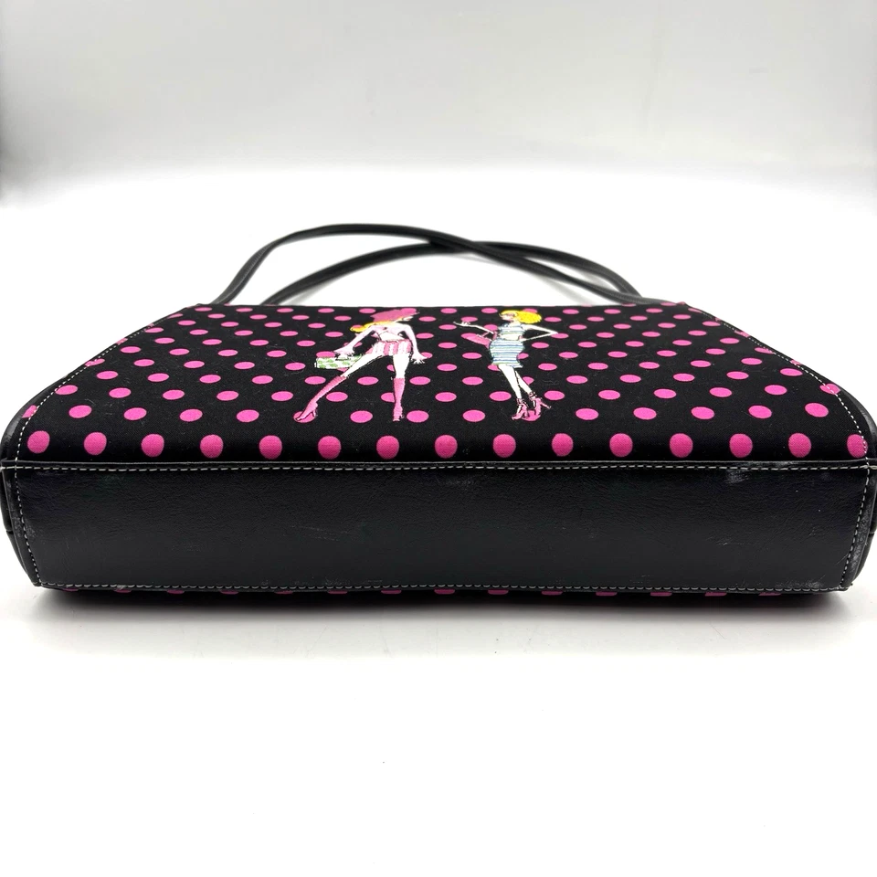 Vintage 90s Y2K Black Pink Polka Dot Downtown Girls Embroidered Shoulder Bag - Image 4 of 4