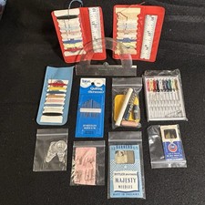 Vintage Sewing Kits Needles Tools Notions Lot 11pcs Thread, Measuring