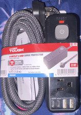 Hyper Tough 6-Outlet 4-USB Surge Protector, 6ft Cord, Black, United States Plug