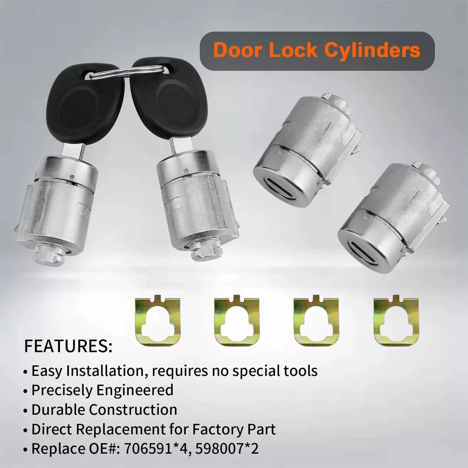 Door Lock Cylinders w/ Keys For 2001-10 GMC Chevy Savana Express 1500 2500 3500 - Imagem 3 de 4