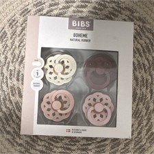 Bibs Boheme Natural Rubber Pacifiers Set of 4 Assorted Colors Size 1