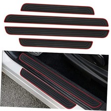 4PCS Car Door Sill Plate Protectors, Anti-Scratch  Waterproof Car Black Red