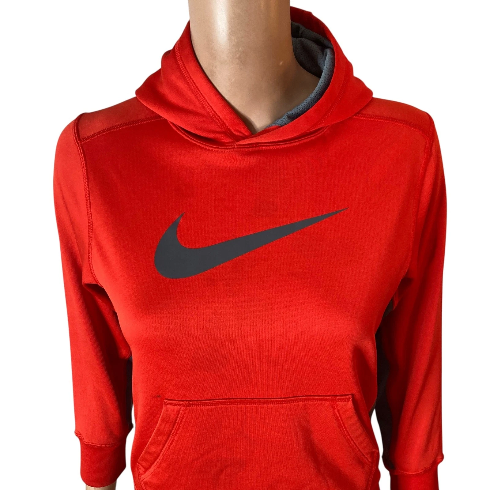 VETEMENTS nike center swoosh felpa con cappuccio ragazzo taglia media rosso grigio unisex
