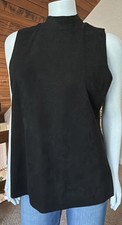 Vince Camuto Women's Sleeveless Black Tunic Style Top Zip Closure Mock Neck M