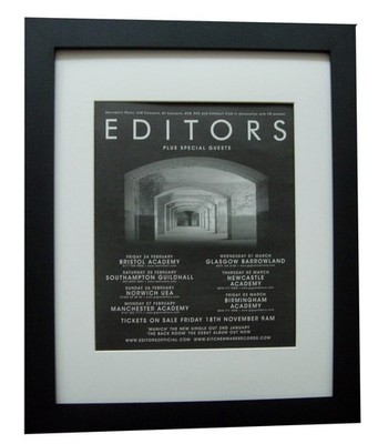 EDITORS+Munich+UK TOUR 2005+POSTER+AD+RARE ORIGINAL FRAMED+EXPRESS WORLD SHIP