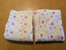 2 Parents Choice White Pink Blue Yellow Heart Baby Blanket 30” x 26” Thermal 