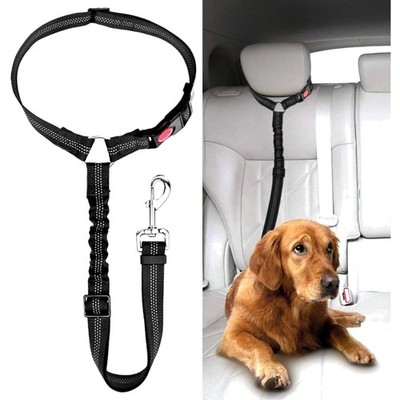 Verstellbarer Hundegurt für Auto Kopfstütze - Sicherheitsgeschirr Schwarz