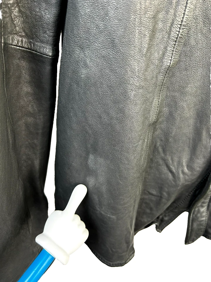 Chaqueta chamarra Mauricio para hombre de cuero de cordero negra calce ajustado talla mediana Foto 3 de 4