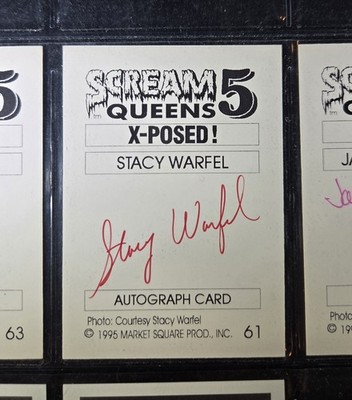 1995 Scream Queens 5 Autograph Cards - Debbie D / Stacy Warfel / Jasmin St James