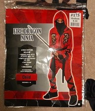 Fire Dragon Ninja Child's Medium 8-10 Halloween Costume - 6Pc Set