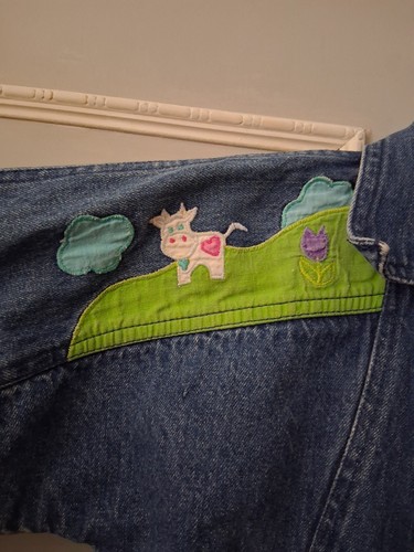 Little by Little Denim Romper Jumpsuit Vintage Snap Up Farm Design Toddler 3T - Picture 4 of 10