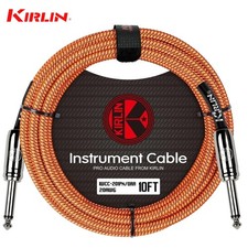 Kirlin 10FT 1/4" Straight Ends Woven Orange Guitar/Bass Cables with Cable Tie