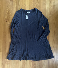 NWT Lou & Grey Size Medium Soft Charcoal Gray Long Sleeve Swing Dress (B1)