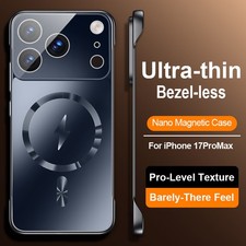For iPhone 17 16 Pro Max 15 14 13 Ultra-Thin Magsafe Frameless Hard Case Cover